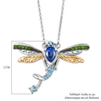 GP - Kyanit, Himmelblauer Topas Halskette ca. 45 cm 925 Silber Rhodiniert und 750 Gelbgold Vermeil ca. 0.78 ct