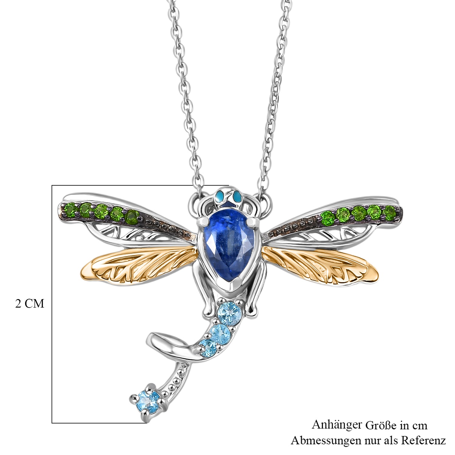 GP - Kyanit, Himmelblauer Topas Halskette ca. 45 cm 925 Silber Rhodiniert und 750 Gelbgold Vermeil ca. 0.78 ct