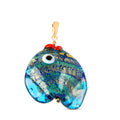 IL MURANO DI FRANCESCA - Blaues Fisch Anhänger 925 Silber 750 Gelb Vergoldet