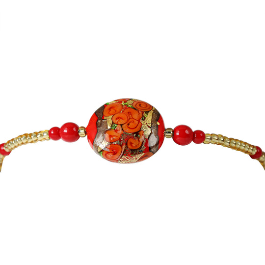 IL MURANO DI FRANCESCA - Schwarzes MILLEROSE WRAP Armband ca. 19 cm Nickelfreies Messing 750 Gelb Vergoldet