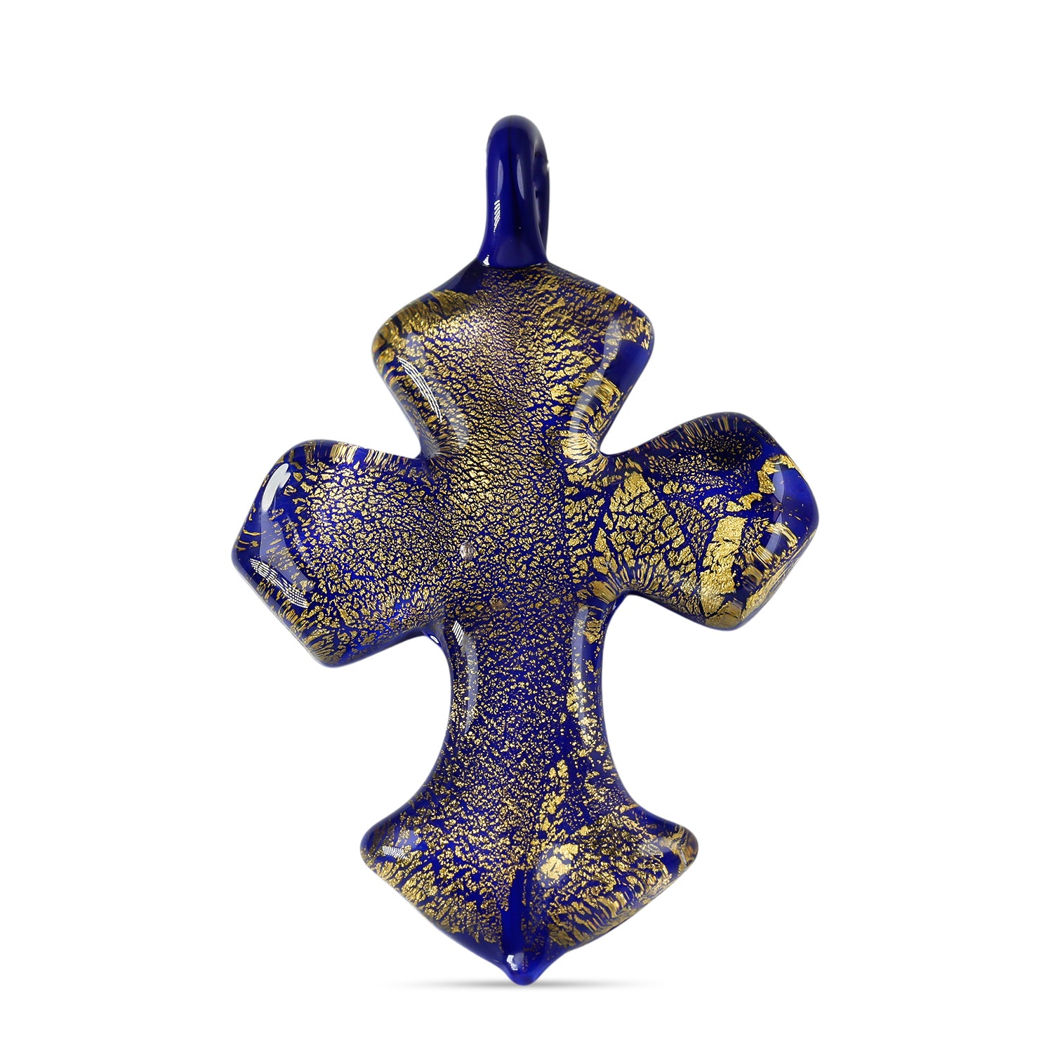 IL MURANO DI FRANCESCA - Blau Kreuz Anhänger mit 999er Gold