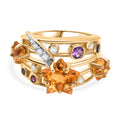 GP Celestial Dream Kollektion - Serra Gaucha Citrin, Afrikanischer Amethyst Ring 925 Silber 750 Gelbgold Vermeil (Größe 17.00) ca. 5,32 ct