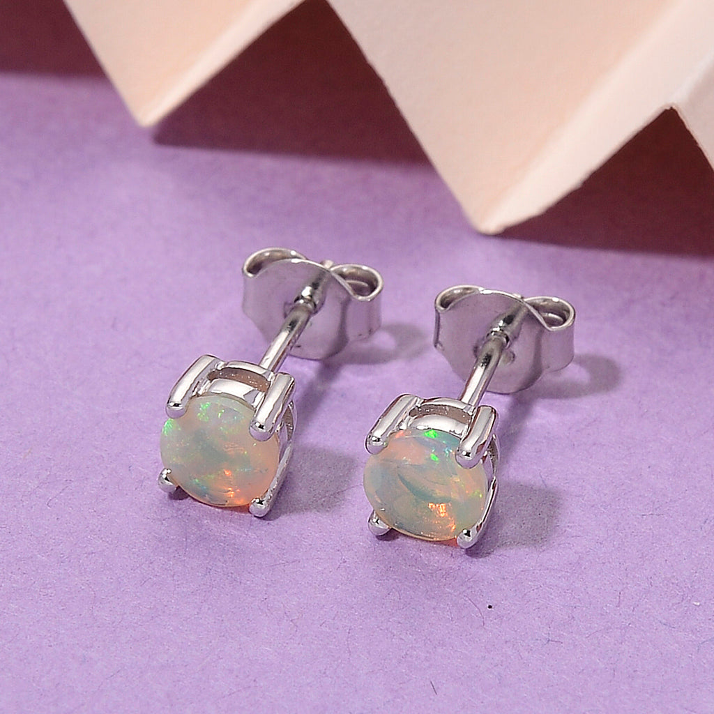 D'Joy Natürlicher, äthiopischer Welo Opal Ohrringe 925 Silber Rhodiniert ca. 0.90 ct