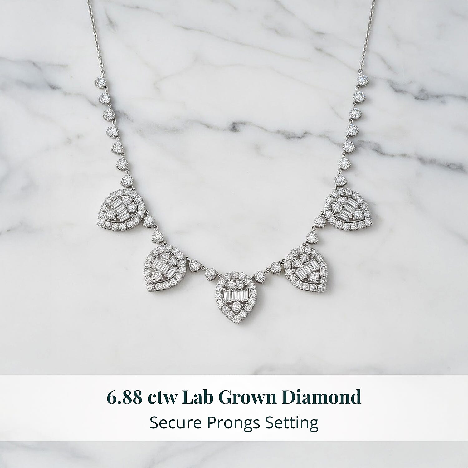 LUXURIANT DIAMOND - Lab Grown Diamant SI1 Halskette ca. 45 cm 925 Silber Silber (10-15 Werktage Lieferzeit) ca. 6.75 ct