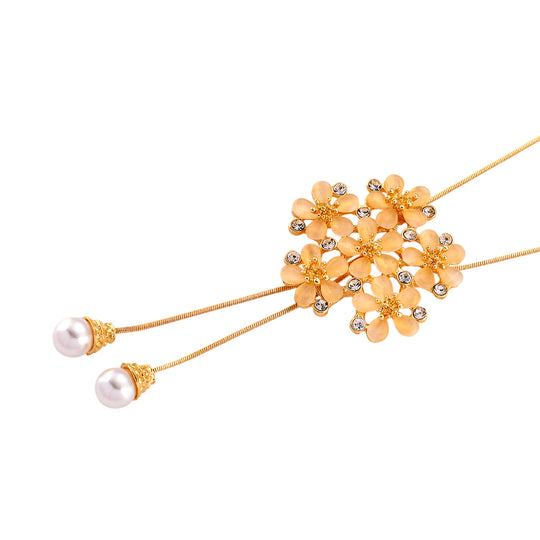 Kunststoff Perle, Weißer Kristall Halskette, Verstellbar (ca. 50 cm - 74 cm), Gelb
