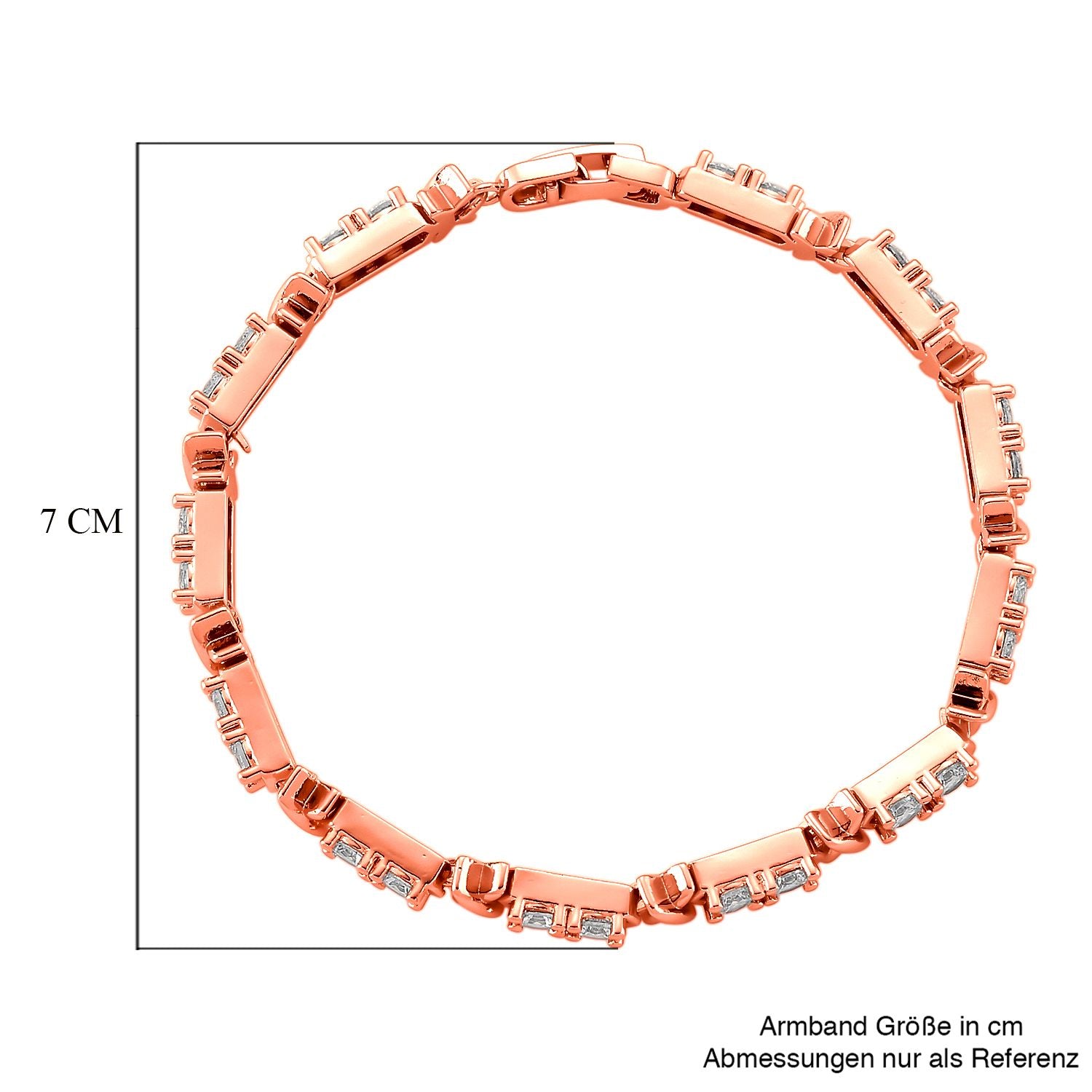 Designer Inspiriert - Weißer Zirkonia Armband ca. 19 cm Nickelfreies Messing, Roségoldfarbe