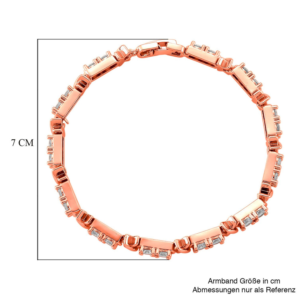 Designer Inspiriert - Weißer Zirkonia Armband ca. 19 cm Nickelfreies Messing, Roségoldfarbe