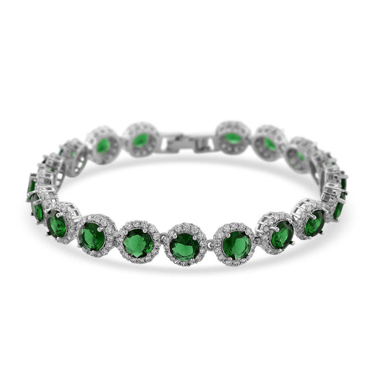 Granat und weißes Zirkonia 19cm Armband, Messing