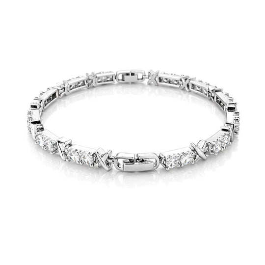 Designer Inspiriert - Weißer Zirkonia Armband ca. 19 cm Nickelfreies Messing, Silberfarben