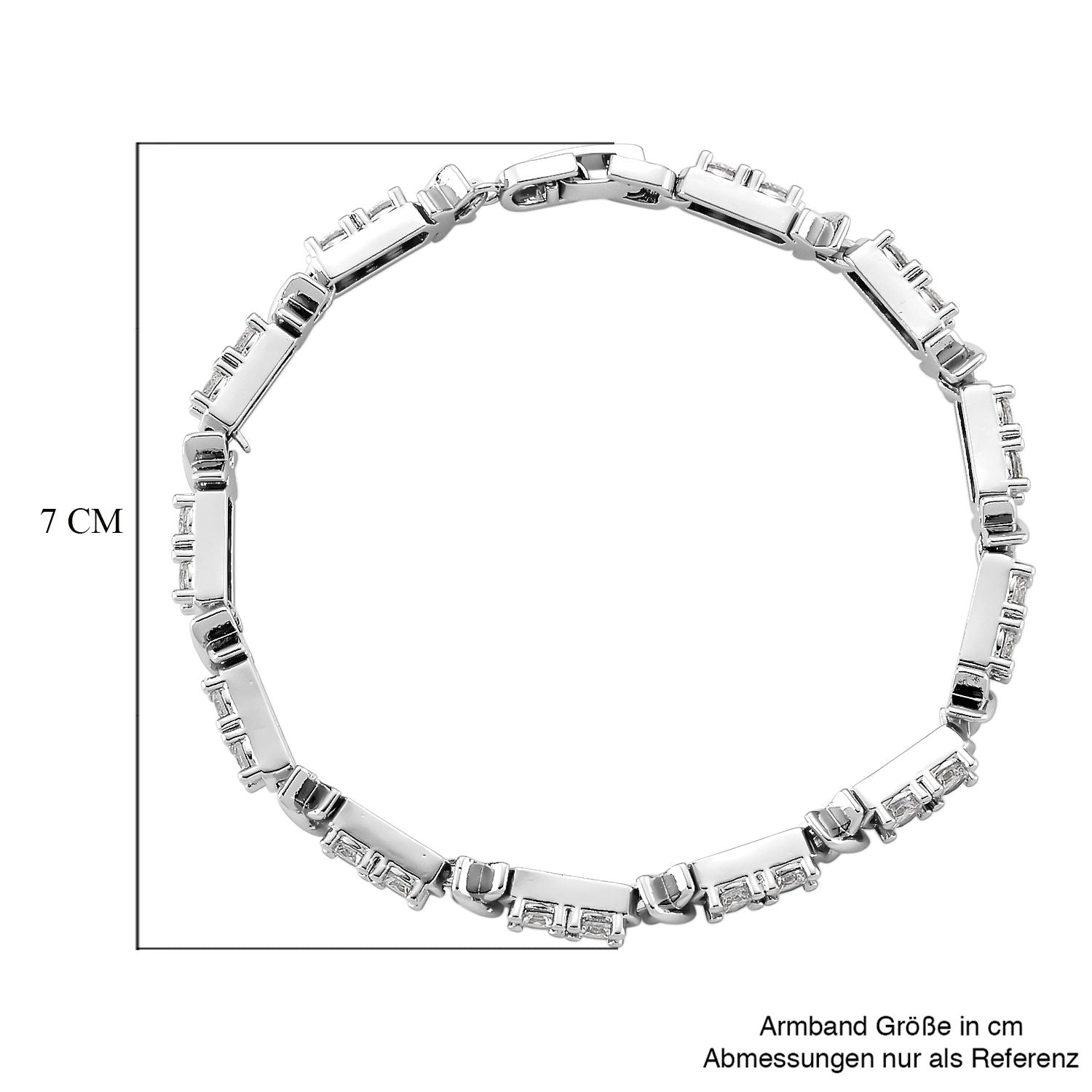 Designer Inspiriert - Weißer Zirkonia Armband ca. 19 cm Nickelfreies Messing, Silberfarben