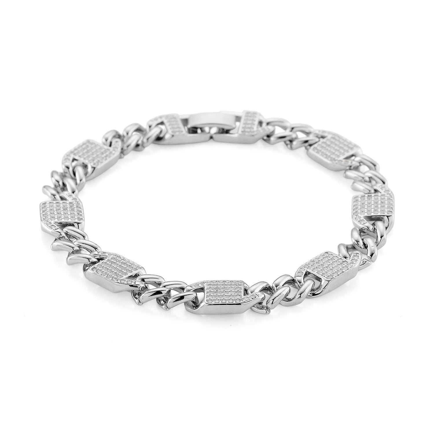 DESIGNER INSPIRIERT - Weißer Zirkonia Armband ca. 19 cm Nickelfreies Messing