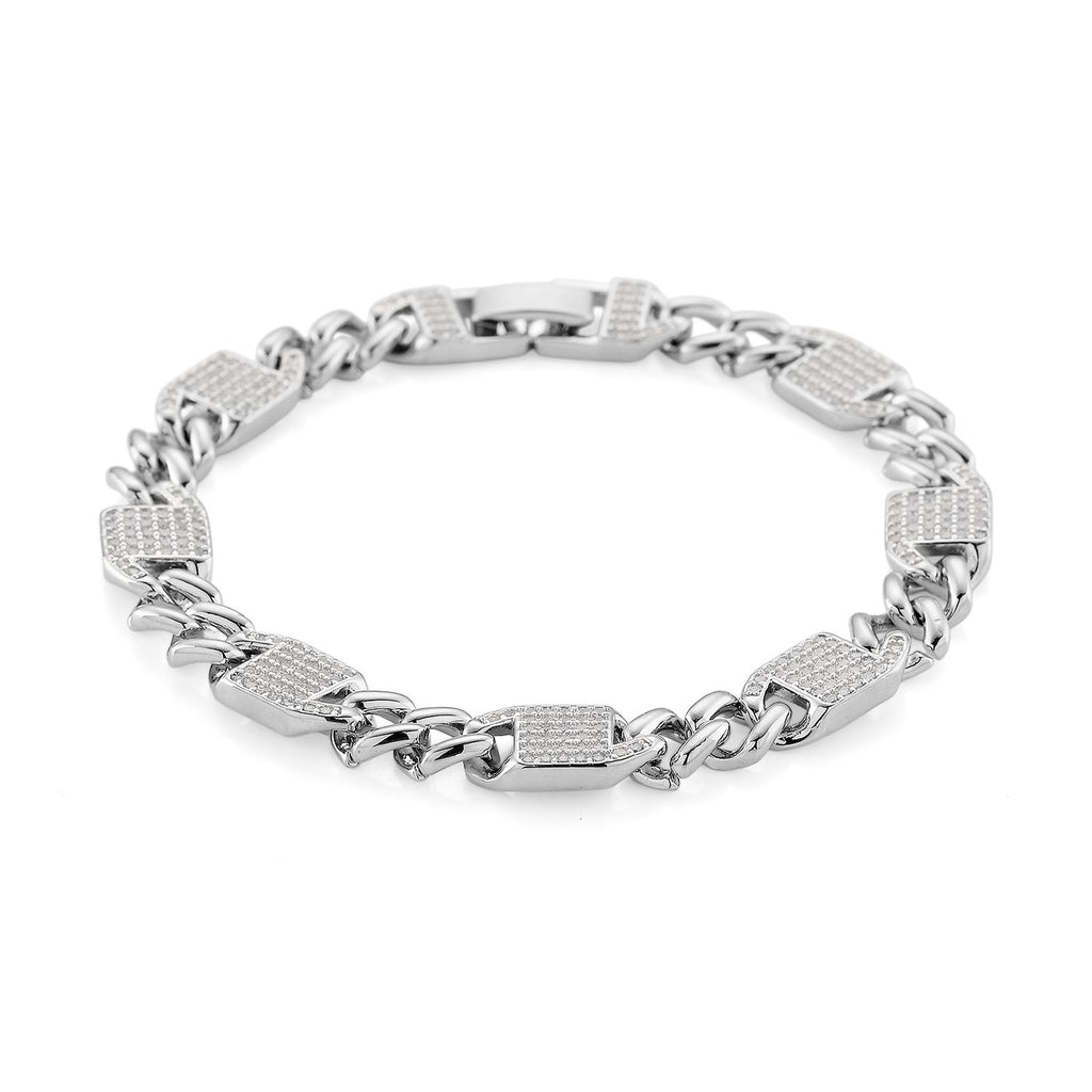 DESIGNER INSPIRIERT - Weißer Zirkonia Armband ca. 19 cm Nickelfreies Messing
