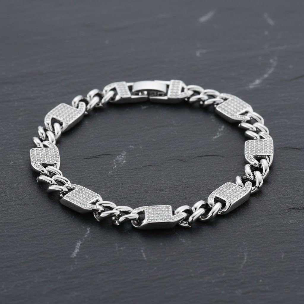 DESIGNER INSPIRIERT - Weißer Zirkonia Armband ca. 19 cm Nickelfreies Messing