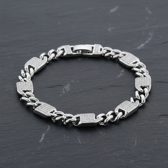 DESIGNER INSPIRIERT - Weißer Zirkonia Armband ca. 19 cm Nickelfreies Messing