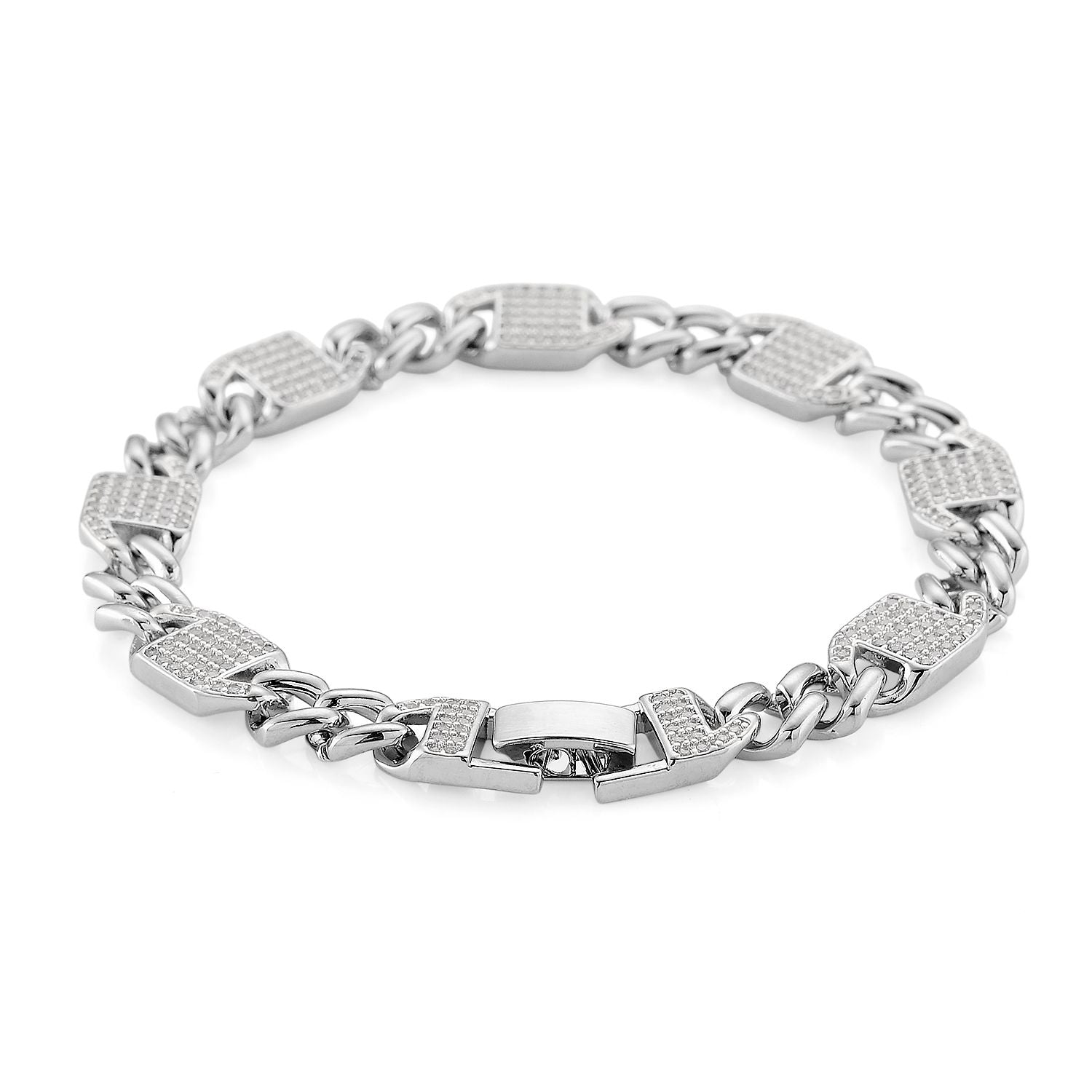 DESIGNER INSPIRIERT - Weißer Zirkonia Armband ca. 19 cm Nickelfreies Messing