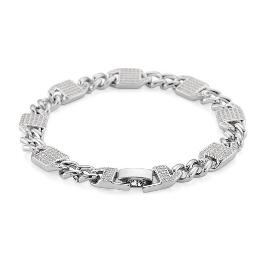 DESIGNER INSPIRIERT - Weißer Zirkonia Armband ca. 19 cm Nickelfreies Messing