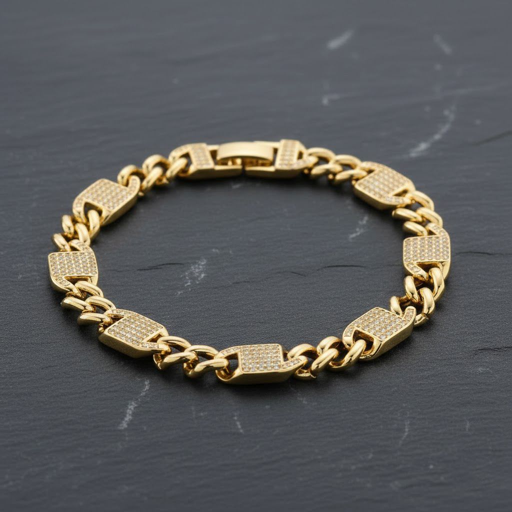 DESIGNER INSPIRIERT - Weißer Zirkonia Armband ca. 19 cm Nickelfreies Messing