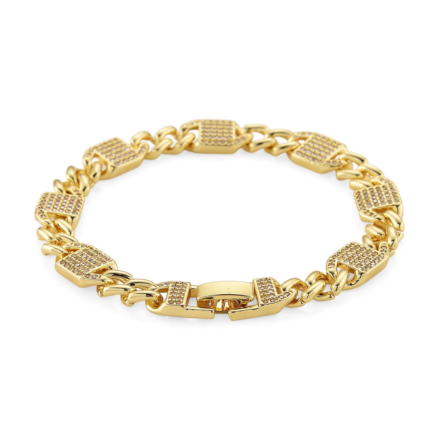 DESIGNER INSPIRIERT - Weißer Zirkonia Armband ca. 19 cm Nickelfreies Messing