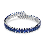 Blau Kristall Armreif, flexibel (ca. 17 cm - 19.75 cm), Nickelfreies Messing