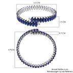 Blau Kristall Armreif, flexibel (ca. 17 cm - 19.75 cm), Nickelfreies Messing