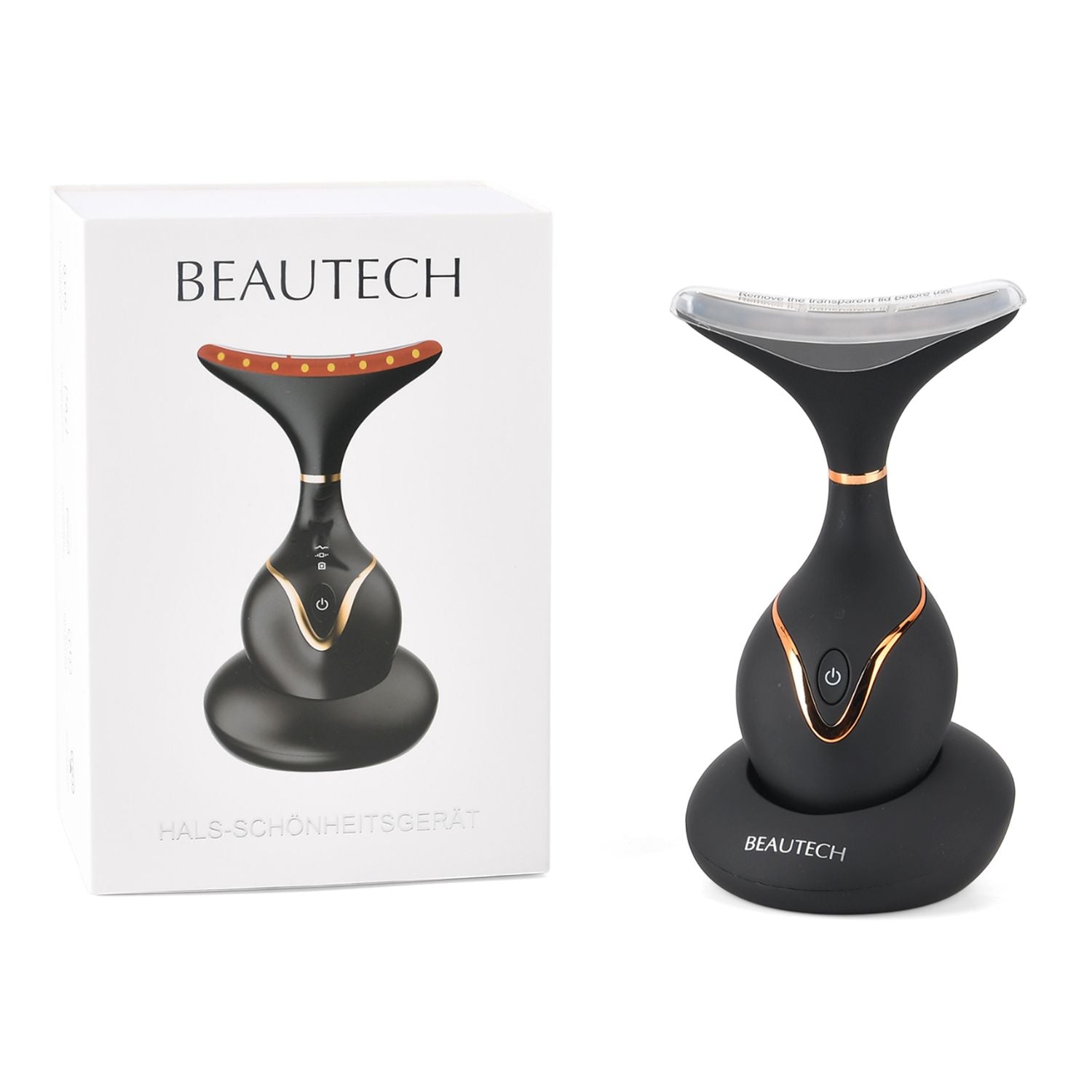 BEAUTECH Gesichts und Halsbehandlungs massagegerät, mit Nano-Lichttherapie, 1640 mAh, Schwarz