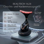 BEAUTECH Gesichts und Halsbehandlungs massagegerät, mit Nano-Lichttherapie, 1640 mAh, Schwarz