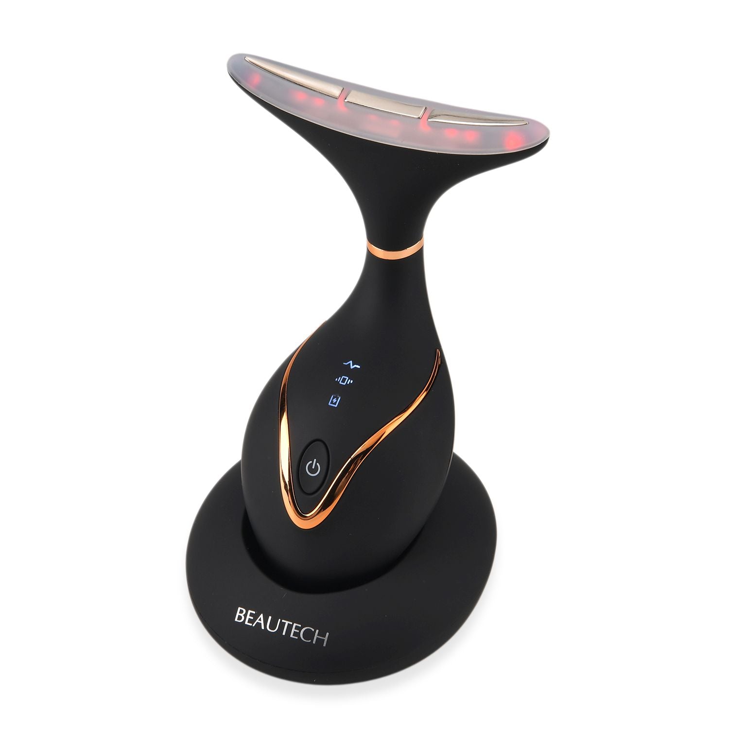 BEAUTECH Gesichts und Halsbehandlungs massagegerät, mit Nano-Lichttherapie, 1640 mAh, Schwarz