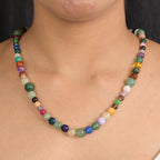 EVER TRUE Mehrfarbig Edelsteine Halskette ca. 50 cm + 2.5 cm Extender, Nickelfreies Messing platiniert ca. 205,00 ct.