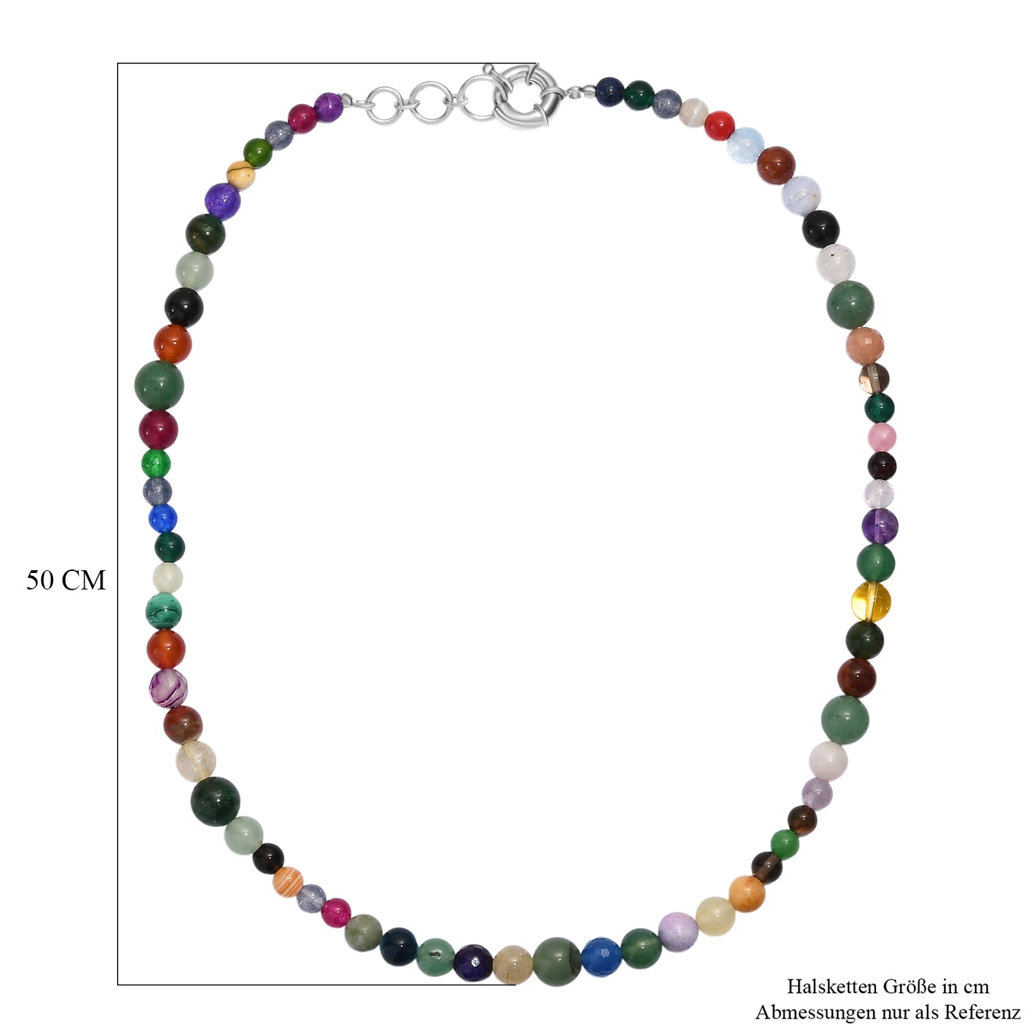 EVER TRUE Mehrfarbig Edelsteine Halskette ca. 50 cm + 2.5 cm Extender, Nickelfreies Messing platiniert ca. 205,00 ct.