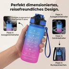 LIVMORE Komfort Trinkflasche mit Trinkhalm und Trageschlaufe, 500 ml, Blau Pink Ombre
