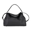 Echtleder Crossbody Tasche, 32x19x11cm, Schwarz