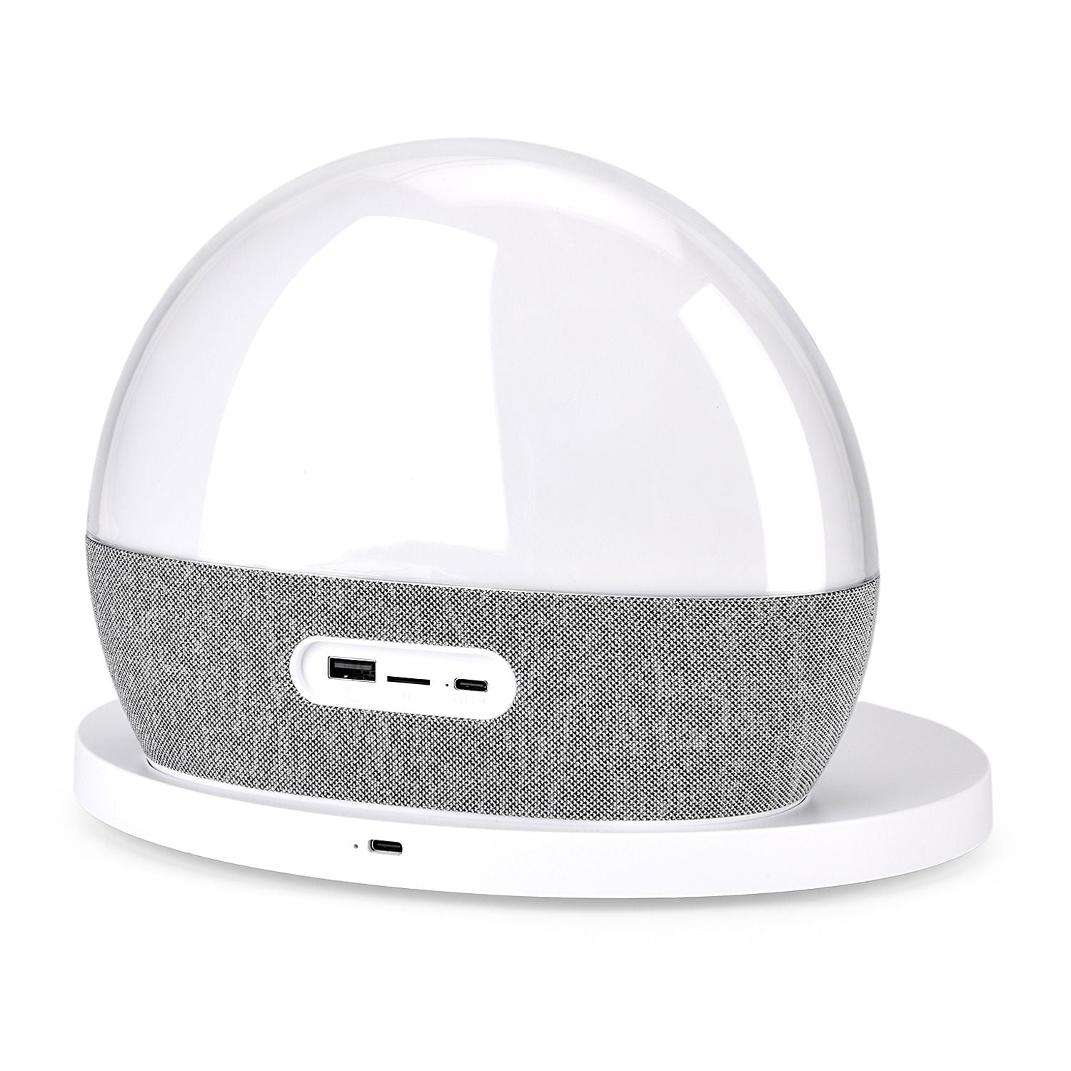 Audio Gerät mit Bluetooth und LED Ambient Licht, 24 White Noise Sounds, Wecker mit Sonnenaufgang und Sonnenuntergang, FM Radio, kabelloses Laden 15W, USB TF Funktion, 10 m Reichweite