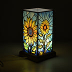 LED Tischlampe, Eschenholz und Acryl, mit USB Anschluss, Mehrfarbig