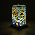 LED Tischlampe, Eschenholz und Acryl, mit USB Anschluss, Mehrfarbig