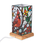 LED Tischlampe, Eschenholz und Acryl, mit USB Anschluss, Mehrfarbig
