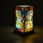 LED Tischlampe, Eschenholz und Acryl, mit USB Anschluss, Mehrfarbig