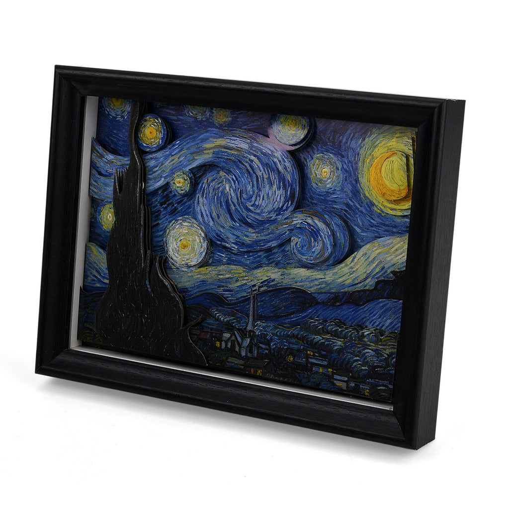 LIVMORE 3D DIY Bilderrahmen Bastelset Sternennacht Motiv 22 x 13 x 17 cm Blau