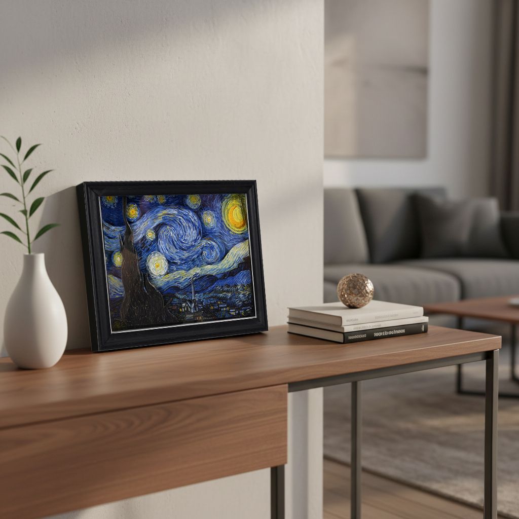 LIVMORE 3D DIY Bilderrahmen Bastelset Sternennacht Motiv 22 x 13 x 17 cm Blau