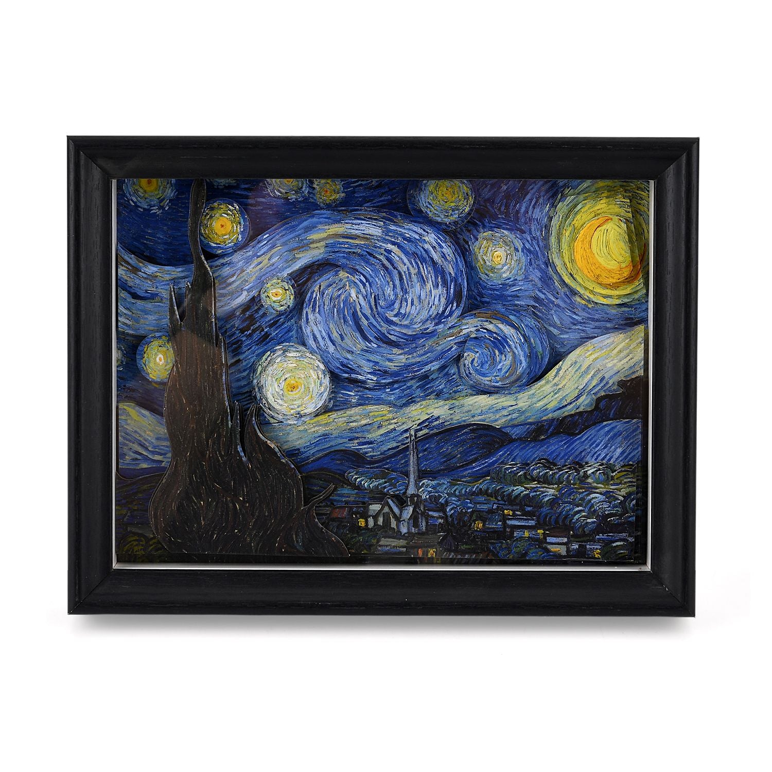 LIVMORE 3D DIY Bilderrahmen Bastelset Sternennacht Motiv 22 x 13 x 17 cm Blau