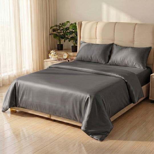 LA MAREY SIGNATURE Luxus Maulbeerseide Bettwäsche Set, 4-teilig, 230 x 260 cm, Elfenbein
