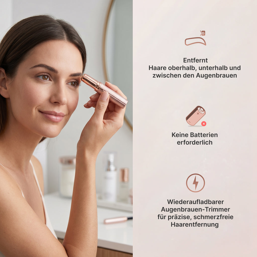 Finishing Touch Flawless Augenbrauen-Trimmer, 18 Karat vergoldet, mit integriertem Licht, Roségold
