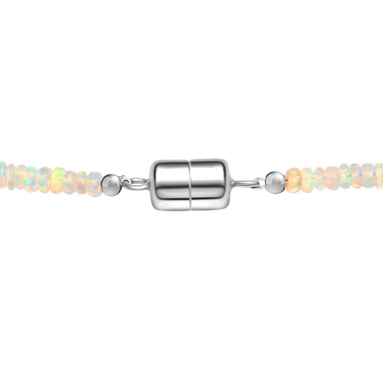 D'Joy Natürlicher, äthiopischer Welo Opal Halskette ca. 45 cm 925 Silber rhodiniert ca. 45.00 ct