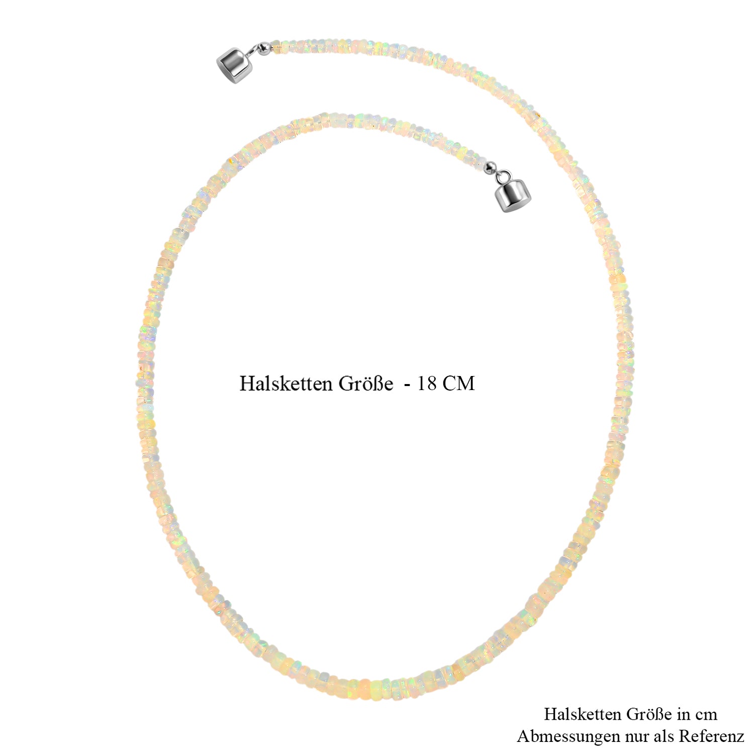 D'Joy Natürlicher, äthiopischer Welo Opal Halskette ca. 45 cm 925 Silber rhodiniert ca. 45.00 ct