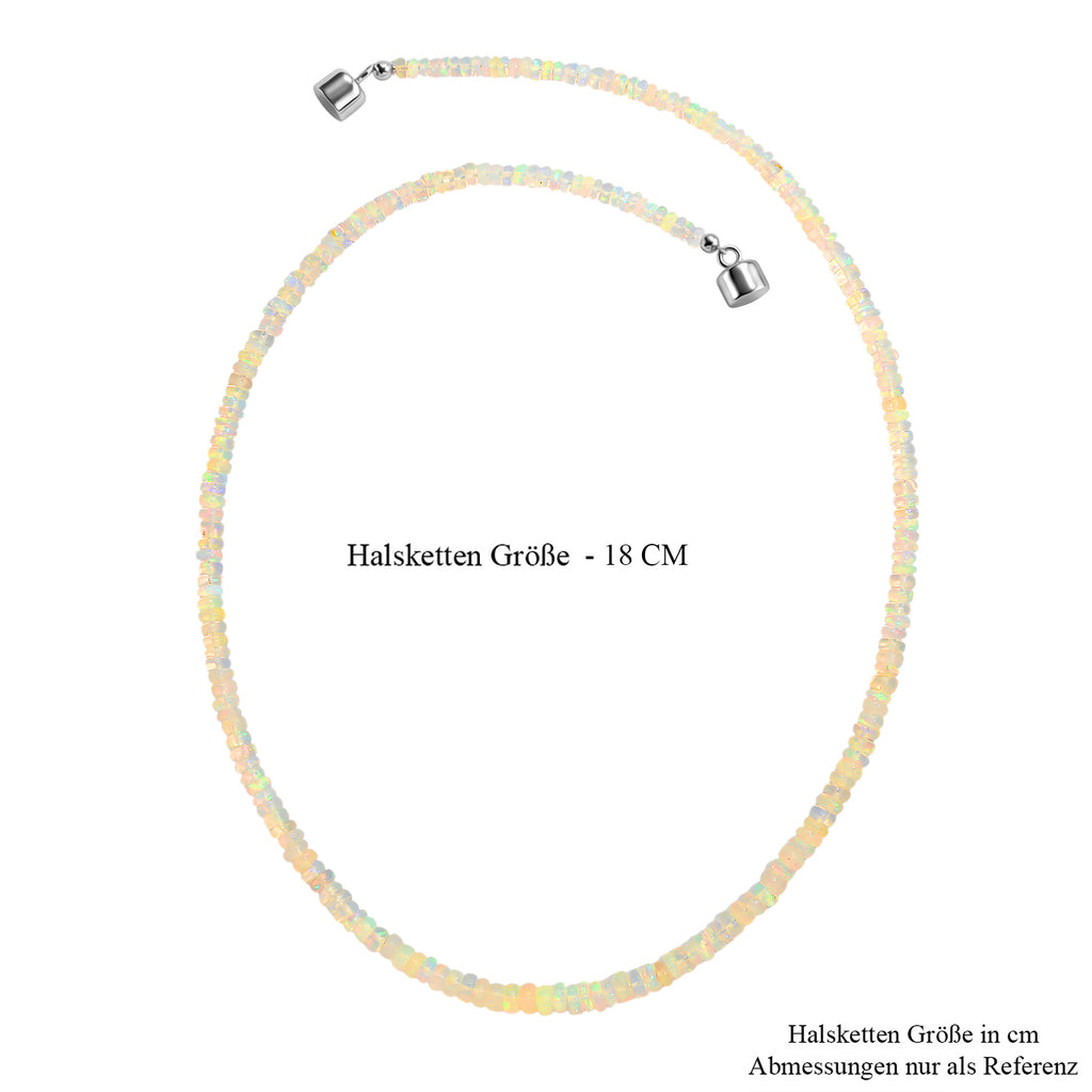 D'Joy Natürlicher, äthiopischer Welo Opal Halskette ca. 45 cm 925 Silber rhodiniert ca. 45.00 ct