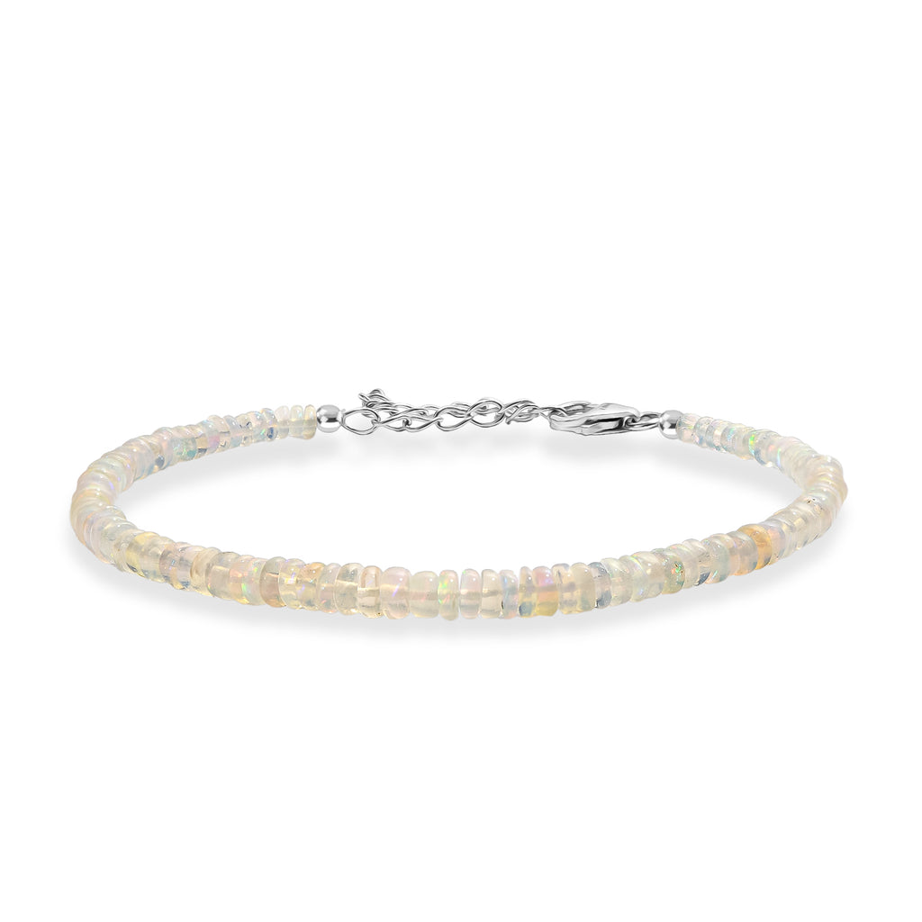 D'Joy Natürlicher, äthiopischer Welo Opal Armband ca. 19 cm + 5 cm Extender, 925 Silber rhodiniert ca. 18,00 ct.