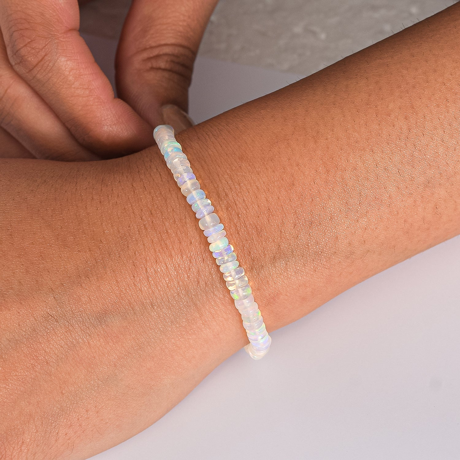 D'Joy Natürlicher, äthiopischer Welo Opal Armband ca. 19 cm + 5 cm Extender, 925 Silber rhodiniert ca. 18,00 ct.