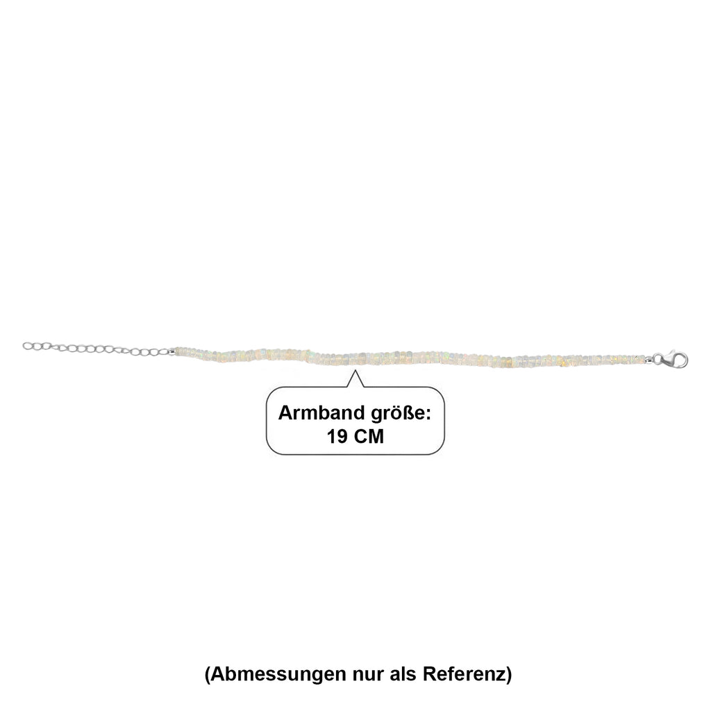D'Joy Natürlicher, äthiopischer Welo Opal Armband ca. 19 cm + 5 cm Extender, 925 Silber rhodiniert ca. 18,00 ct.