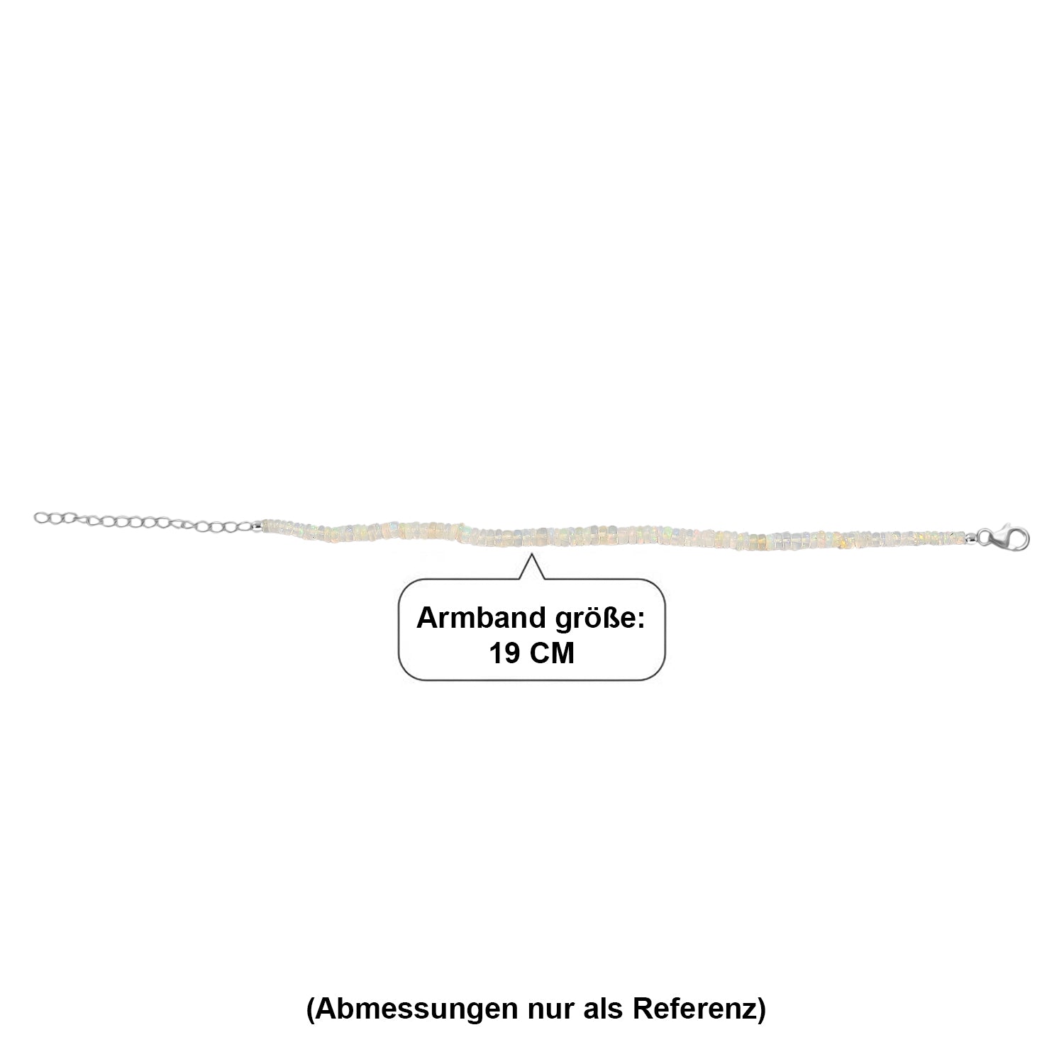 D'Joy Natürlicher, äthiopischer Welo Opal Armband ca. 19 cm + 5 cm Extender, 925 Silber rhodiniert ca. 18,00 ct.