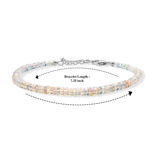 D'Joy Natürlicher, äthiopischer Welo Opal Armband ca. 19 cm + 5 cm Extender, 925 Silber rhodiniert ca. 18,00 ct.
