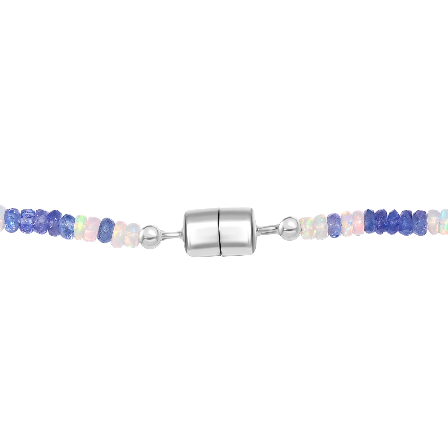 D'Joy Tansanit, Natürlicher, äthiopischer Welo Opal Halskette ca. 45 cm 925 Silber rhodiniert ca. 48.00 ct